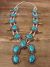 Large Navajo Nickel Silver Turquoise Squash Blossom Necklace Signed JC