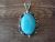 Navajo Indian Nickel Silver Turquoise Pendant by Jackie Cleveland