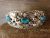 Navajo Sterling Silver Grape Vine Turquoise Bracelet Signed by Henry Attakai