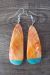 Navajo Indian Jewelry Spiny Oyster Turquoise Slab Dangle Earrings! L. Pete