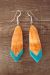 Navajo Indian Jewelry Spiny Oyster Turquoise Slab Dangle Earrings! L. Pete