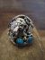 Navajo Sterling Silver & Turquoise Growling Bear Ring by Saunders -  Size 13