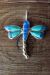 Zuni Indian Sterling Silver Turquoise Inlay Dragonfly Pendant! Shack