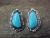 Navajo Indian Sterling Silver & Turquoise Post Earrings by Spencer