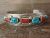 Navajo Sterling Silver Turquoise & Coral Row Bracelet Signed GS