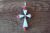 Zuni Sterling Silver Coral Opal Inlay Cross Pendant - Jonathan Shack 