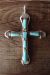 Zuni Indian Sterling Silver Turquoise Cross Pendant by G&L Leekity