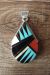 Zuni Indian Sterling Silver Turquoise, Coral, Jet, Mop Inlay Pendant by Cleo Kallestewa