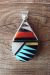 Zuni Indian Sterling Silver Turquoise, Coral, Jet, Mop Inlay Pendant by Cleo Kallestewa