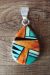 Navajo Indian Sterling Silver Spiny Oyster, Turquoise,  Jet Inlay Pendant by Grace Smith