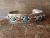 Navajo Sterling Silver Turquoise & Coral Row Bracelet Signed GS