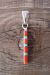 Zuni Sterling Silver Turquoise Coral Vertical Pendant by Roland Natachu