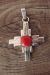 Zuni Indian Jewelry Sterling Silver Coral Zia Symbol Pendant - J. Shack