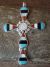 Zuni Indian Sterling Silver Inlay Cross Pendant by Lucio