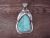 Navajo Sterling Silver Turquoise Pendant Tahe - Signed