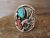 Navajo Indian Sterling Silver Turquoise & Coral Eagle  Ring by Saunders - Size 12