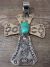 Navajo Indian Nickel Silver & Turquoise Cross Pendant - Cleveland