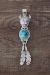 Navajo Jewelry Sterling Silver Buffalo Turquoise Feather Pendant By Francisco