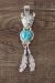 Navajo Jewelry Sterling Silver Buffalo Turquoise Feather Pendant By Francisco