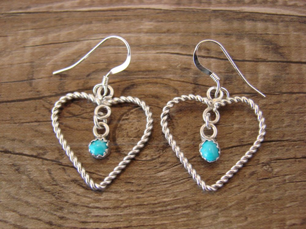 Sterling Silver Dangle Earrings fashion with Turquoise Navajo Dreamcatcher