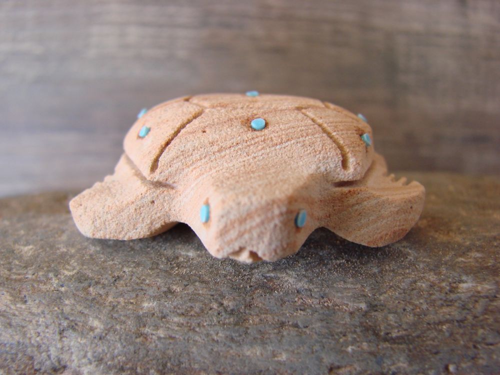 Native Zuni Stone Turtle Fetish Signed Brandon Phillips