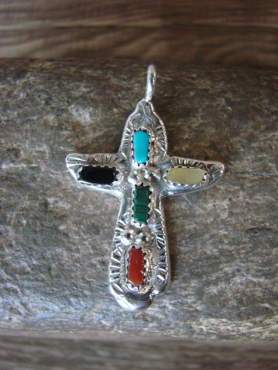 Deals Carnelian and turquoise sterling cross pendant