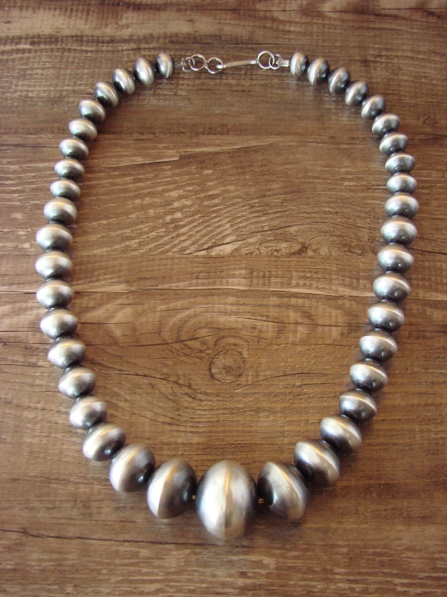 Navajo hand strung graduated pearl top necklace